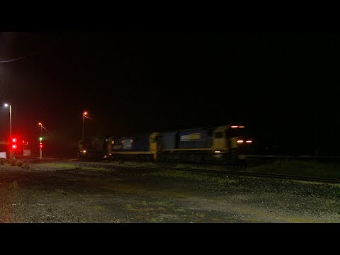 7901V Pacific National Mildura Containers Crosses Grain Train - PoathTV Australian Railways