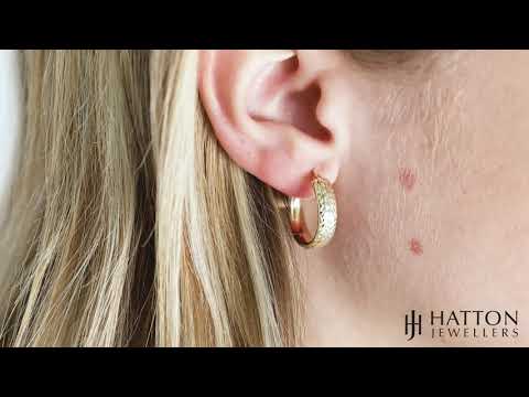 9ct Yellow Gold Round Tyre Design Diamond Cut Hoop Earrings - 20mm