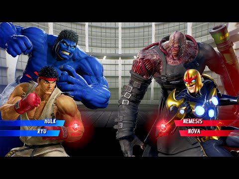 Ryu & Hulk VS Nova & Nemesis (Very Hard) - Marvel vs Capcom | 4K UHD Gameplay