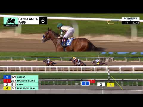 Gamine wins Race 6 on Saturday, March 7, 2020 at Santa Anita Park.