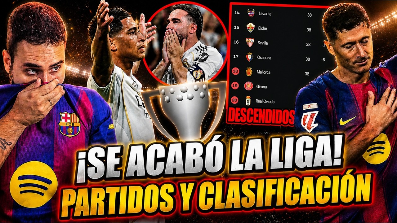 💥¡Se ACABÓ LA LIGA! DERROTA DURA del BARÇA ¡ÚLTIMO GOL de LEWY! GANA el MADRID ¡DRAMA del DESCENSO!