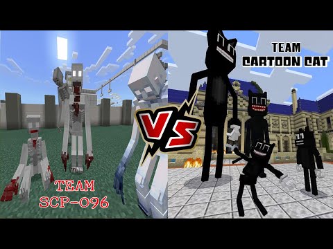 Team Cartoon Cat VS Team SCP-096 (Which team is the BEST?) Minecraft PE