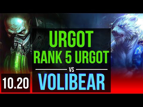 URGOT vs VOLIBEAR (TOP) | Rank 5 Urgot, 3.0M mastery points, 1400+ games | KR Grandmaster | v10.20
