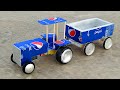 Amazing Tractor With Trolley From Pepsi Cans Make It At Home DIY