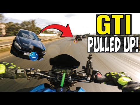 When a Golf GTI with CRAZY Exhaust BANGS Pulls Up on My GSX-S1000!