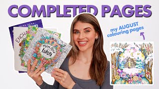 My COMPLETED COLOURING PAGES for AUGUST (& september colouring plans)