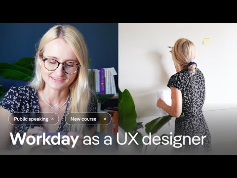Working day as a freelance UX designer 👩🏼‍💻 preparing a presentation, talk and publish new class