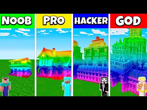 EPIC Rainbow Spectrite House Build Battle - Noob vs Pro vs Hacker vs God!