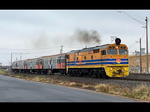 Inspection, grain, transfer and intermodal trains in Little river and Geelong 3/6/23
