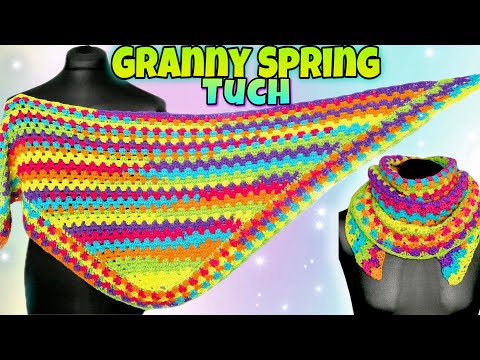 Super einfaches halbrundes Tuch häkeln | #GrannySpring