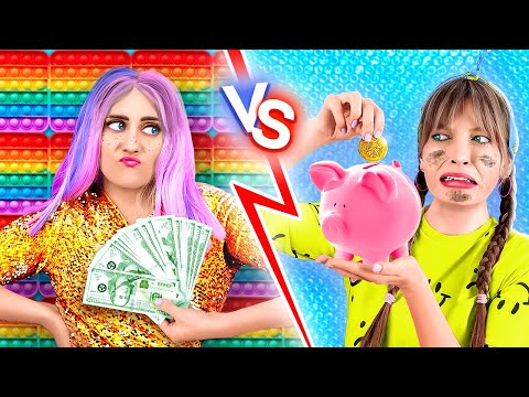 Rich VS Poor Girl *How to make DIY FIDGET TOYS FOR FREE*