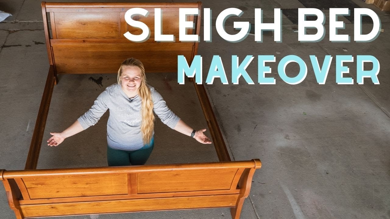 Watch video Old Bed Frame Makeover / Transforming Sleigh Bed with Chalk Paint & Wax Now Old Bed Frame Makeover / Transforming Sleigh Bed with Chalk Paint & Wax