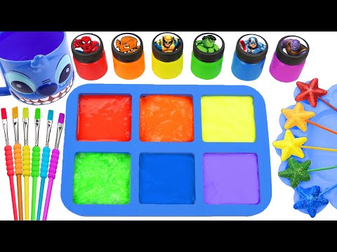 Oddly Satisfying Video l Making DIY Rainbow Lollipop Candy Bleu Form Slimes Squishy Paints Cup ASMR