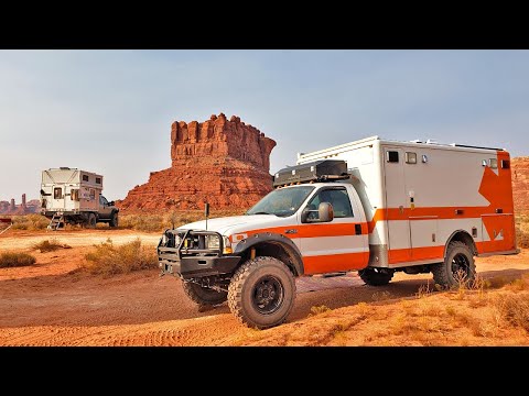 4x4 Ambulance and Truck Camper Convoy Overlanding Utah