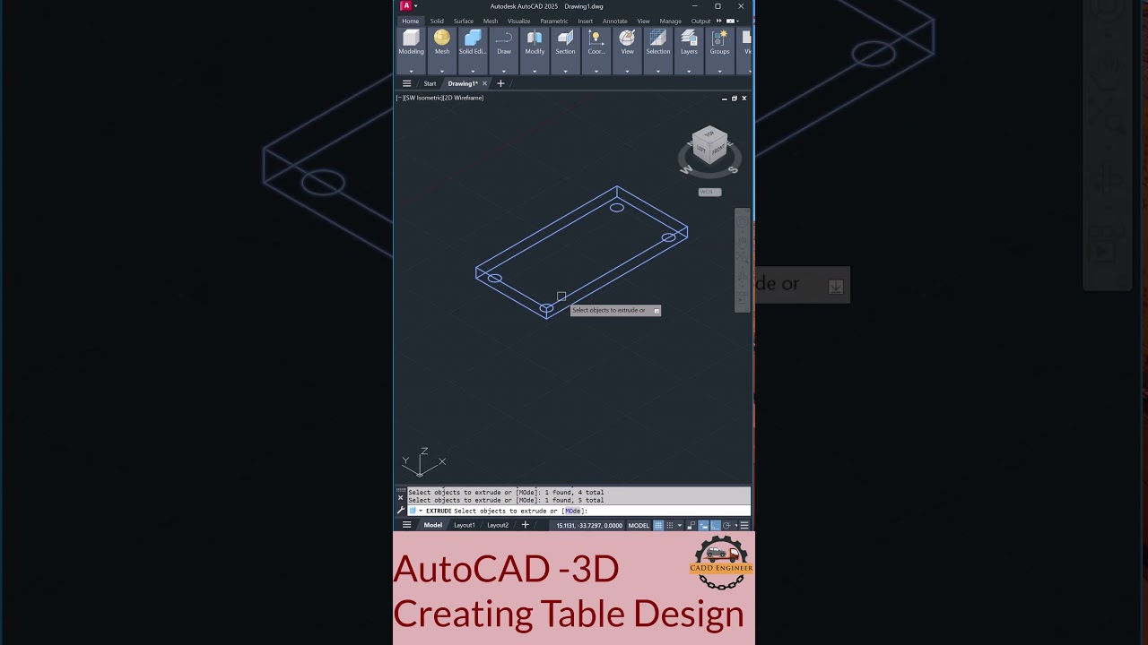 Quick Table Design in AutoCAD 3D | Easy Tutorial #AutoCADShorts