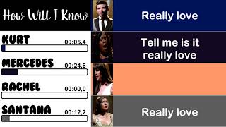 Glee - How Will I Know | Line Distribution + Lyrics