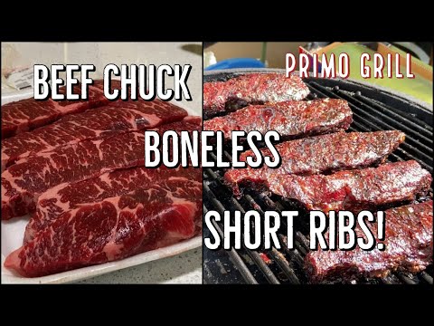 Boneless Short Ribs - Smoked on Primo Grill
