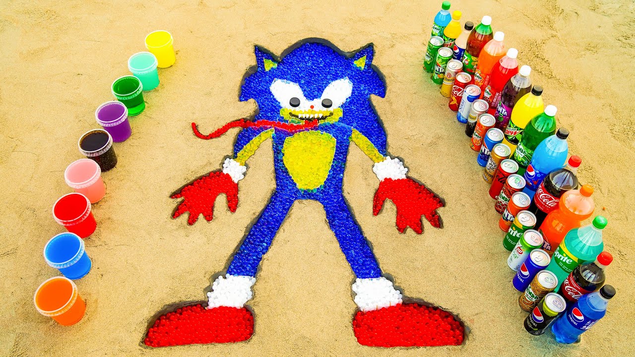 How to make Rainbow Sonic with Orbeez Water Beads from Fanta, Coca Cola vs Mentos and Popular Sodas