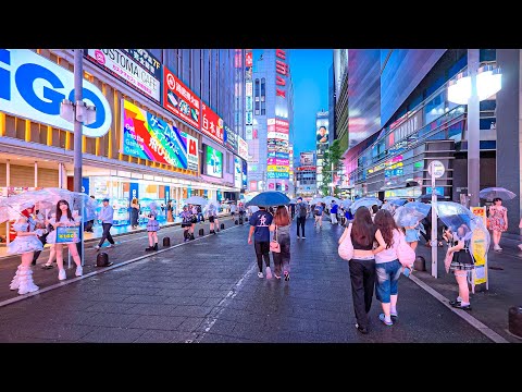 Downtown Tokyo, Japan - 2 Hours, Rainy day to night walking tour | Summer 2025 • 4K HDR