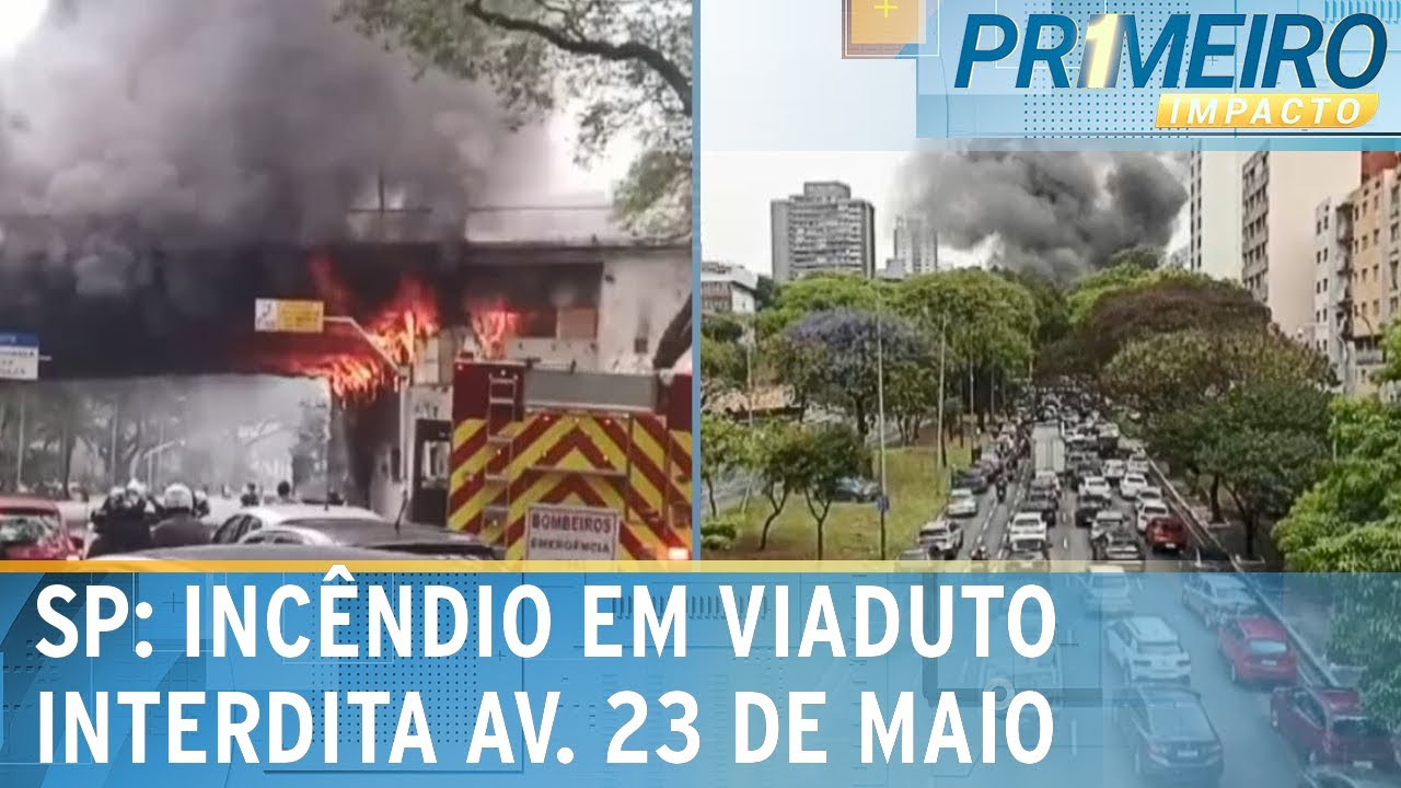 Incêndio em viaduto para trânsito e interdita faixas | Primeiro Impacto (20/09/24)