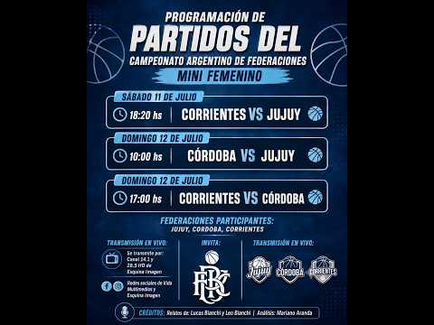 🔴 EN VIVO | Campeonato Argentino de Federaciones - Mini Femenino | Corrientes vs Cordoba