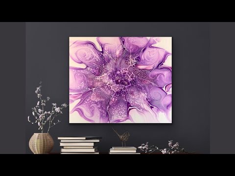 #141 Monochromic Purple Floating Bloom | Acrylic Pour Painting | Abstract Fluid Art