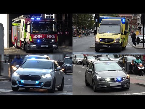 LOTS OF BULLHORN - London Fire Officer and Truck, Unmarked Police and Unique Ambulances Responding!!