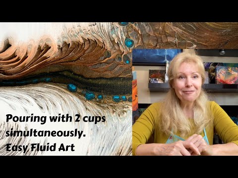 Fluid Art Tutorials / Acrylic Pouring with two cups simultaneously /Easy Fluid Art