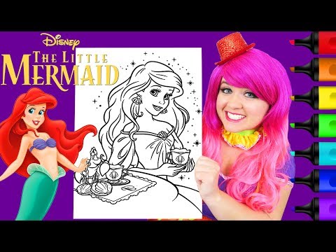 Coloring Ariel The Little Mermaid Disney Coloring Page Prismacolor Markers | KiMMi THE CLOWN Video