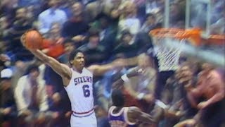 Dr. J famous "Rock the Baby" Cradle Dunk against the Lakers