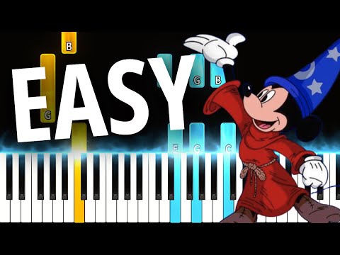The Sorcerer's Apprentice Dukas - EASY Piano Tutorial (SHEET MUSIC)