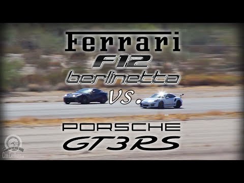 Thumbnail for Ferrari F12 Berlinetta vs Porsche GT3 RS: 1/2 Mile Drag Race!  #NoFlyZone by Porsche 911, Porsche 911 GT3, Ferrari, Supercar, Berlinetta, Porsche, Ferrari F12, Car, Porsche GT3