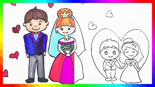 Wedding Couple Coloring Page & Drawing For Kids-Learn Colors Tutorial Toddlers +Markers❤KIDS TIME TV