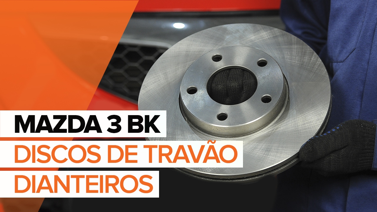 Como mudar pastilhas de travão da parte dianteira em Mazda 3 BK - guia de substituição