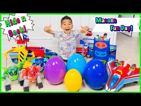 PAW PATROL and PJ MASKS play Hide and Seek with Mason!