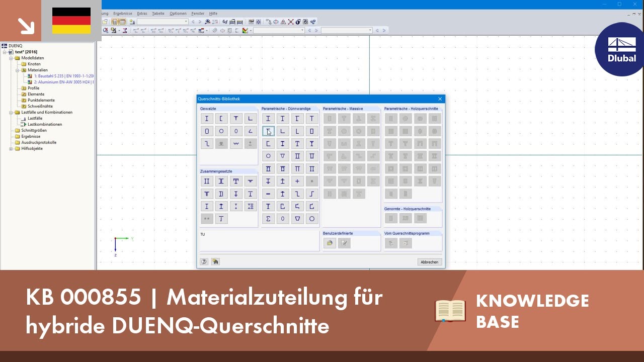 KB 000855 | Materialzuteilung für hybride DUENQ-Querschnitte