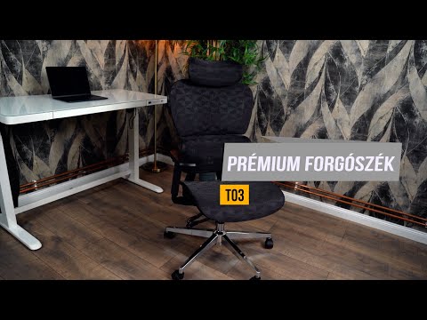 Prémium ergonomikus irodai szék, forgószék, fekete (T03) hálós - Videó