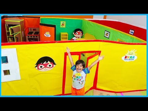 Ryan Pretend Play Giant Mansion Box Fort House Tour!!! Video