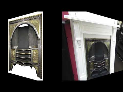 Heritage Fireplace Centre - AHG222 Antique 19th century brass inlaid hob grate