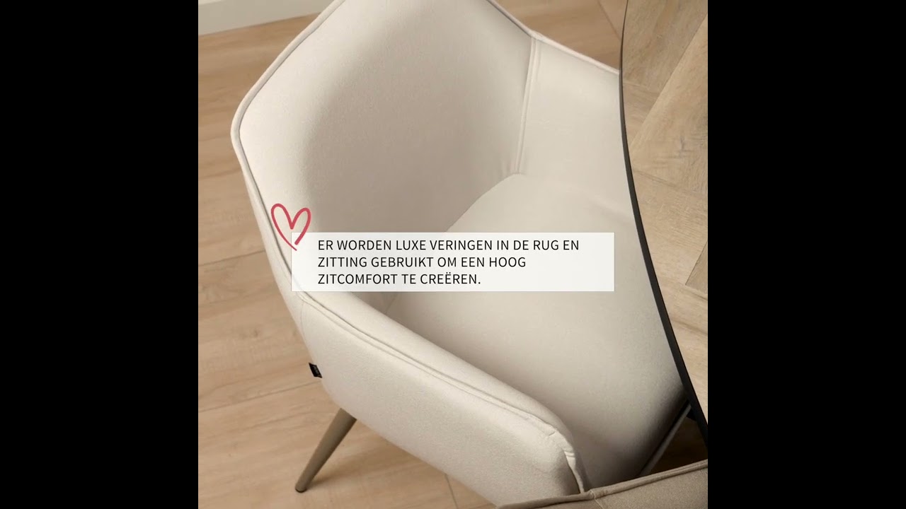 Scandinavische eetkamerstoel Elin taupe gerecyclede stof