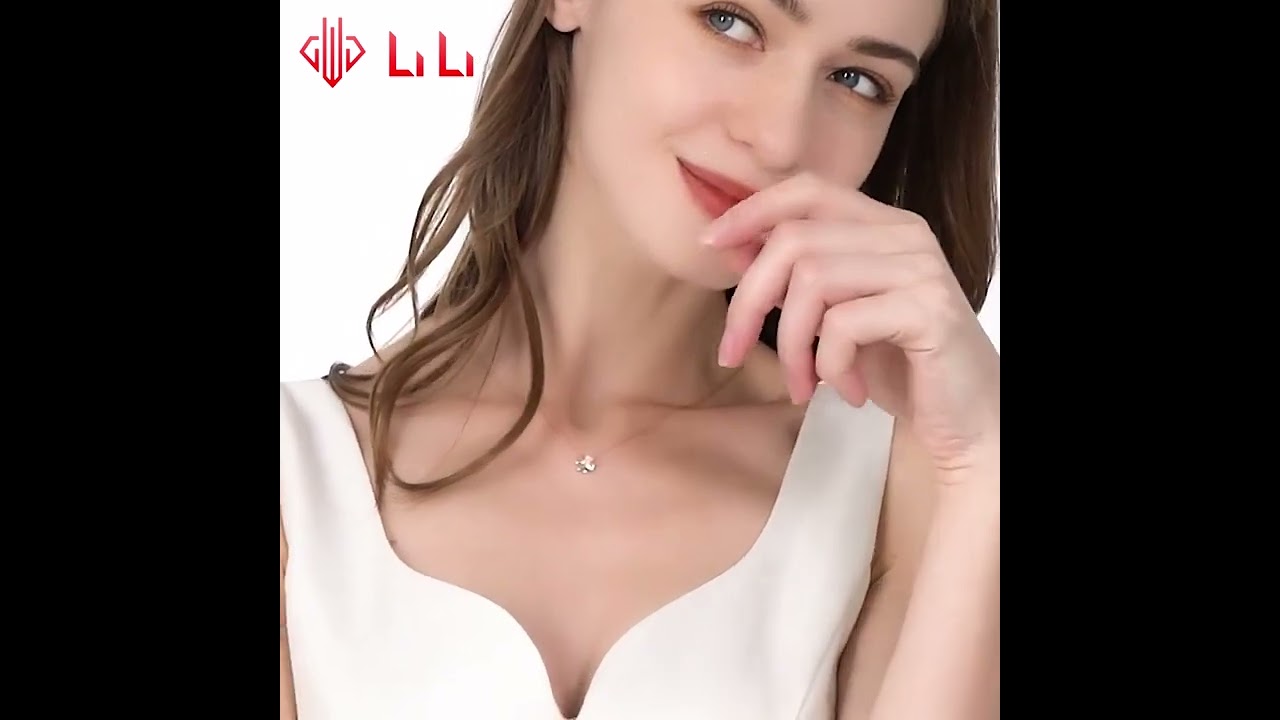 Dây chuyền vàng 18k đính kim cương tự nhiên trái tim cỏ 4 lá LILI 482417