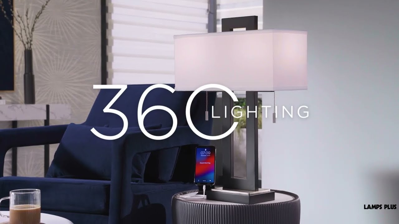 Video 1 Watch A Video About the 360 Lighting Neil Open Rectangular USB Table Lamp