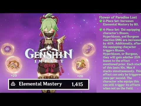 Hyperbloom Kuki Shinobu with 4pc Flower of Paradise Lost | Genshin Impact 3.3 NEW Artifact Set
