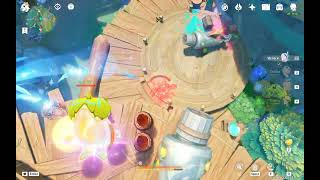 Genshin Impact trapping the enemy below the water