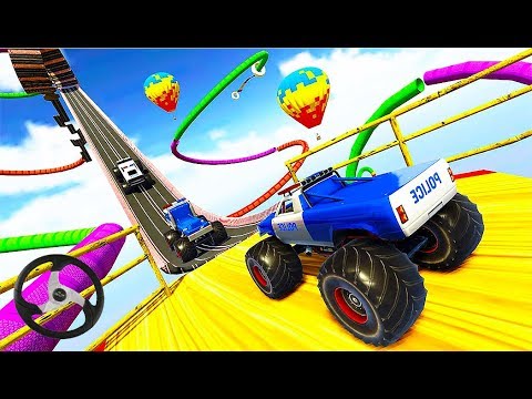 US Police Monster Truck Stunts Impossible Tracks - Stunts Driving Car Games - Android GamePlay