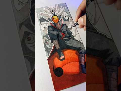 Drawing Obito Uchiha With Alcohol Markers🌀#animedrawing #narutoshippuden#anime#art#drawing#shorts