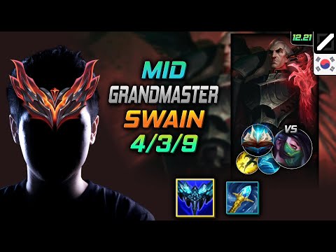 GrandMaster Mid Swain Build Everfrost Unsealed Spellbook - Swain Mid vs Akali - LOL KR 12.21