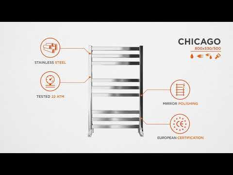 Водяной полотенцесушитель Mario Чикаго 1.2.6100.03 Р (4820111354351, 800x530, хром/сатин/белый глянец/черный матовый/золото/бронза)