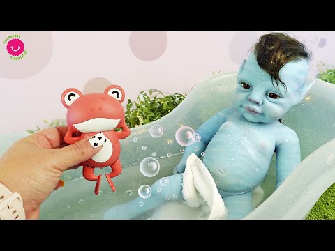 🫧Primer BAÑO de mi Bebé de silicona COCO BLUE Luna 💙 Muñecas Reborn