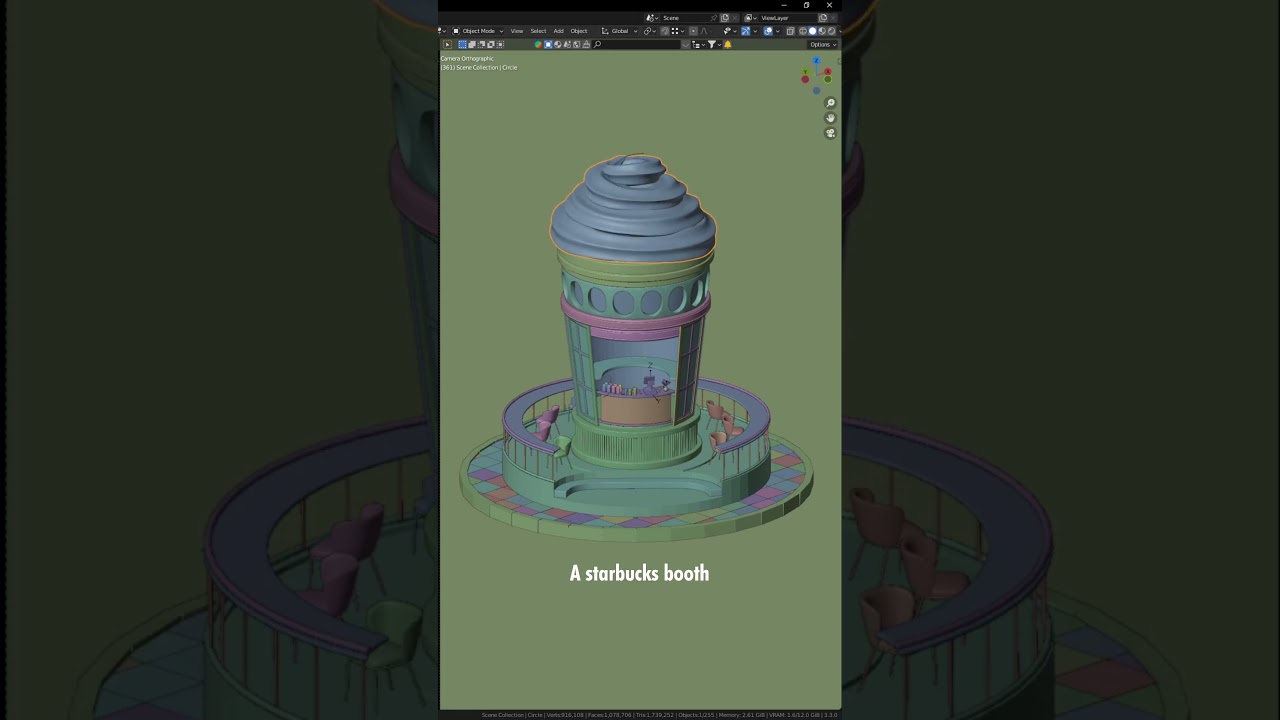 Making of Starbucks Booth #b3d #3danimation #creativeblender #blender3d #3dart #starbucks